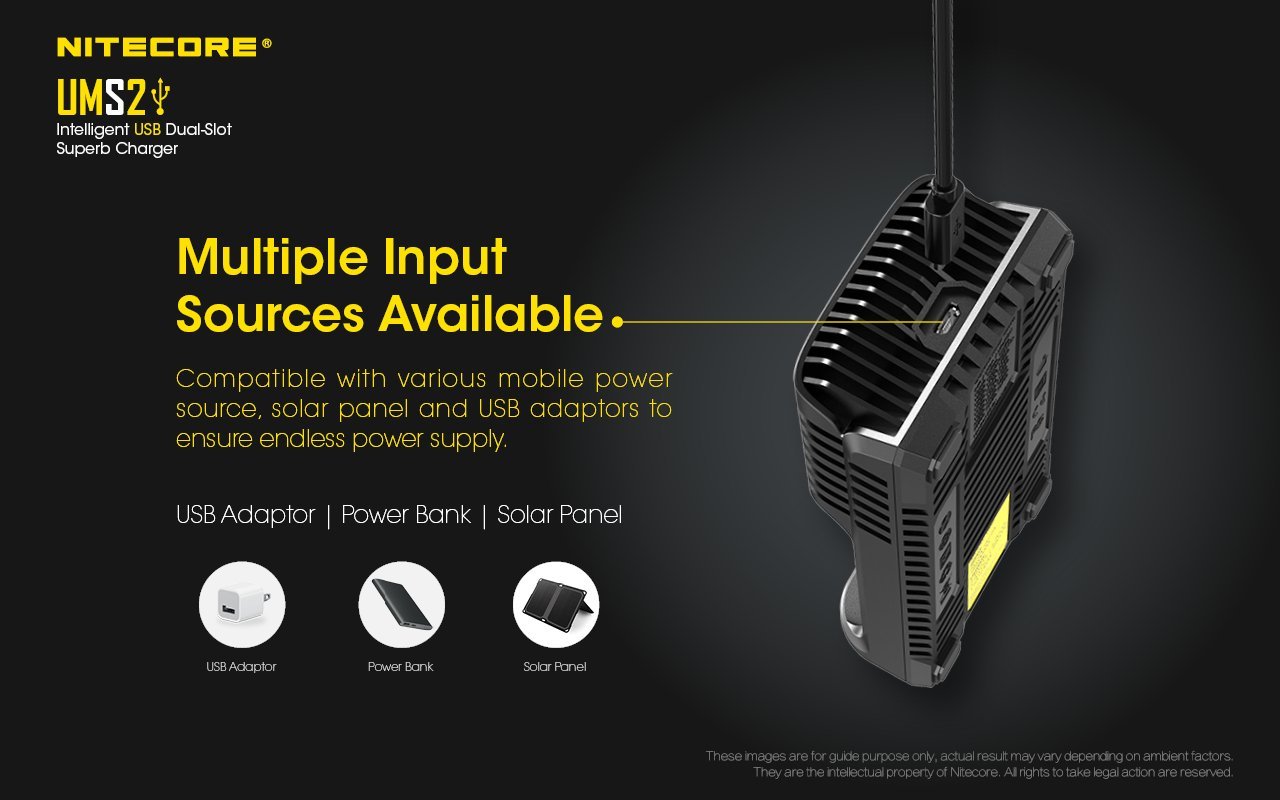 Nitecore UMS2 Intelligent USB Dual-Slot Battery Charger