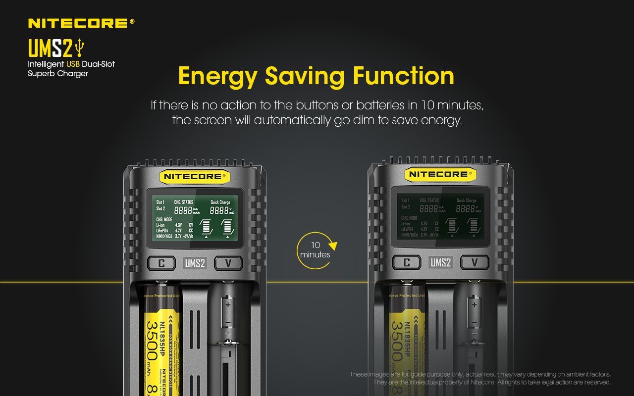 Nitecore UMS2 Intelligent USB Dual-Slot Battery Charger