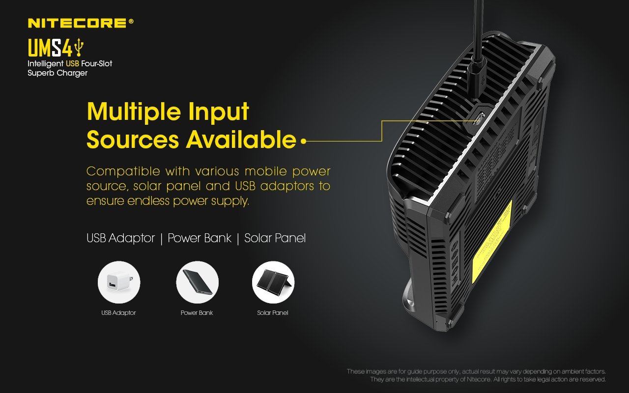 Nitecore UMS4 Intelligent USB Four-Slot Battery Charger