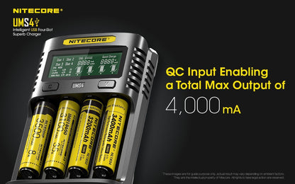 Nitecore UMS4 Intelligent USB Four-Slot Battery Charger
