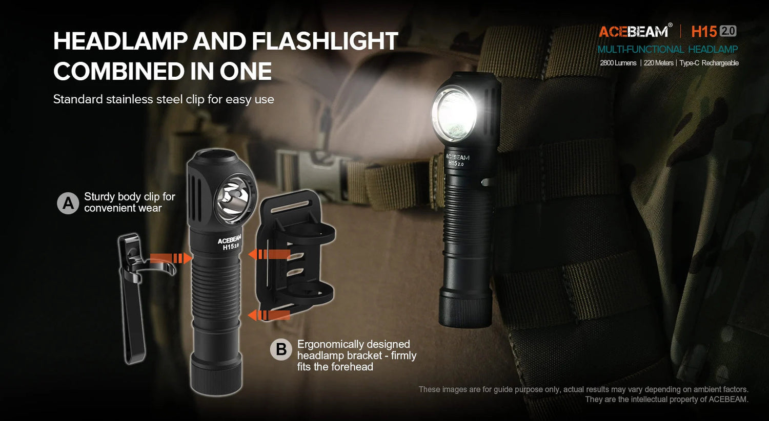 Acebeam H15 2.0 Outdoor Rechargeable Headlamp - 2800 Lumens