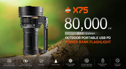Acebeam X75 Brightest 80 000 Lumens Power Bank Flashlight