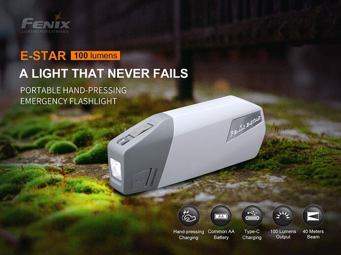 Fenix E-Star – Emergency Flashlight, Self Powered & Rechargeable Flashlight Fenix 