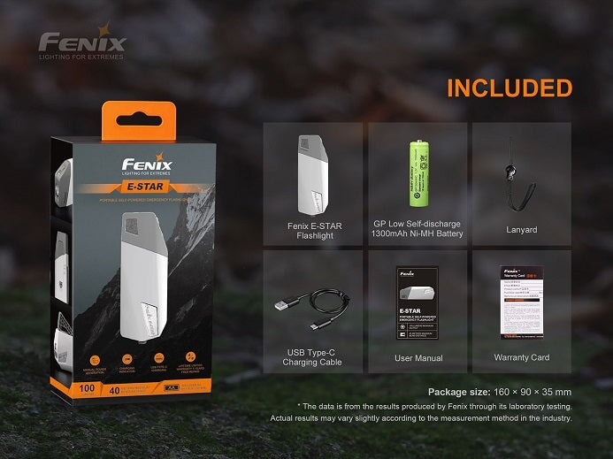 Fenix E-Star – Emergency Flashlight, Self Powered & Rechargeable Flashlight Fenix 