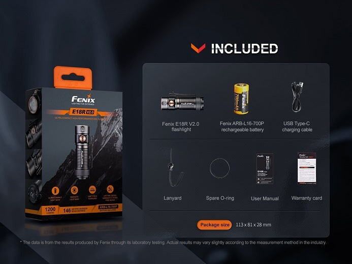 Fenix E18R V2.0 Ultra-Compact Rechargeable Flashlight