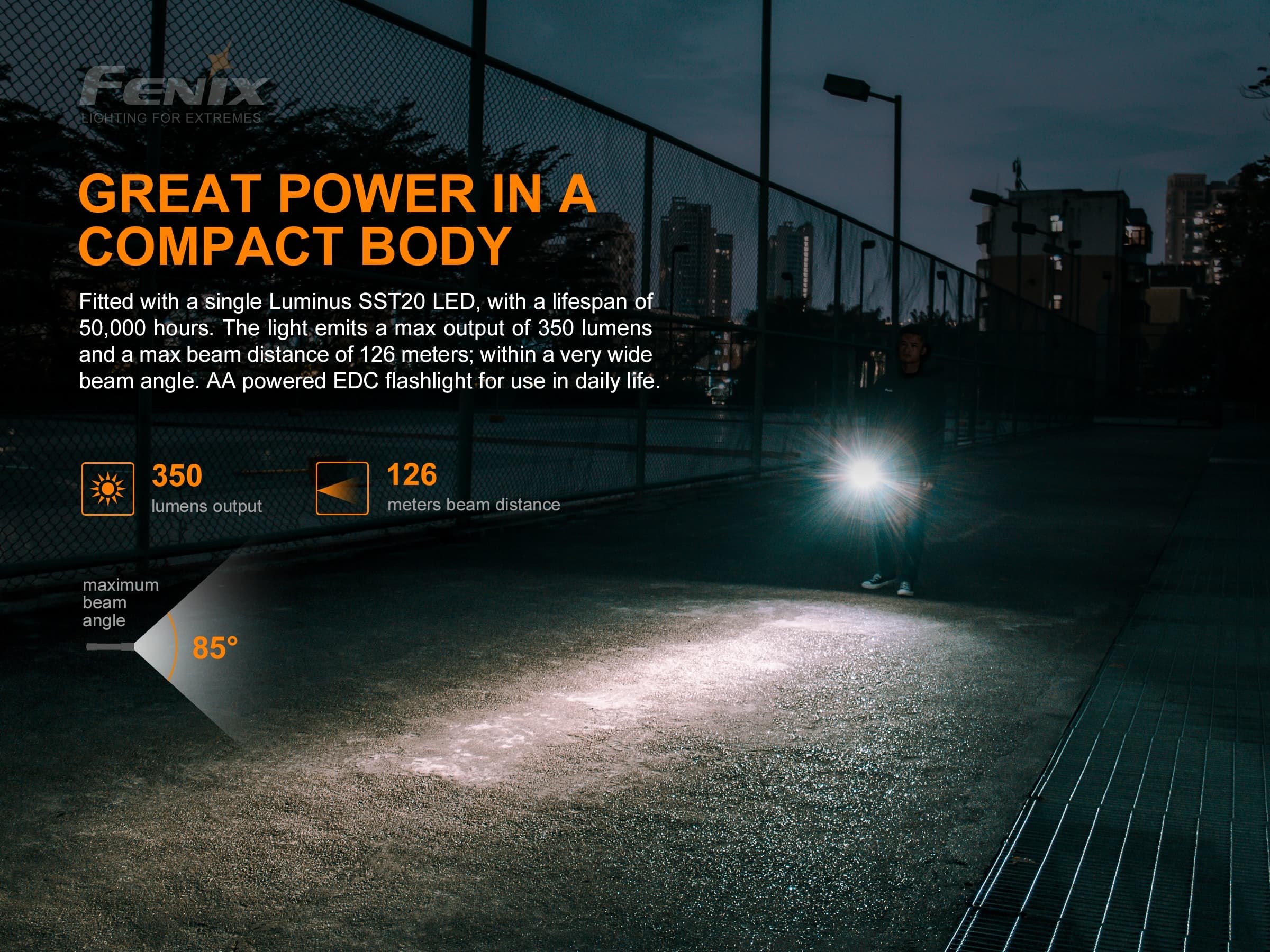 Fenix E20 v2.0 EDC AA Flashlight - 350 lumens