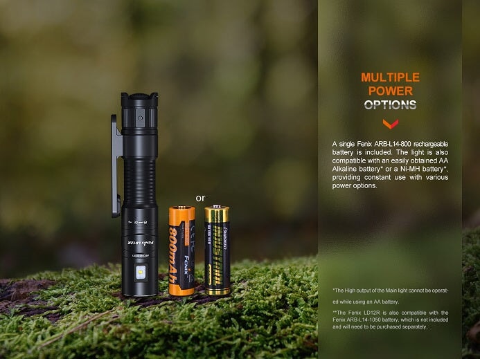 FENIX LD12R Dual Lightsource Multipurpose Rechargeable Flashlight