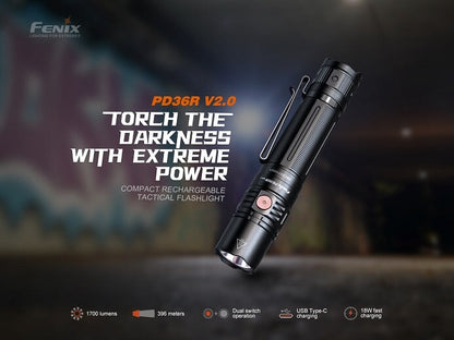 Fenix PD36R V2.0 Compact Rechargeable Tactical Flashlight
