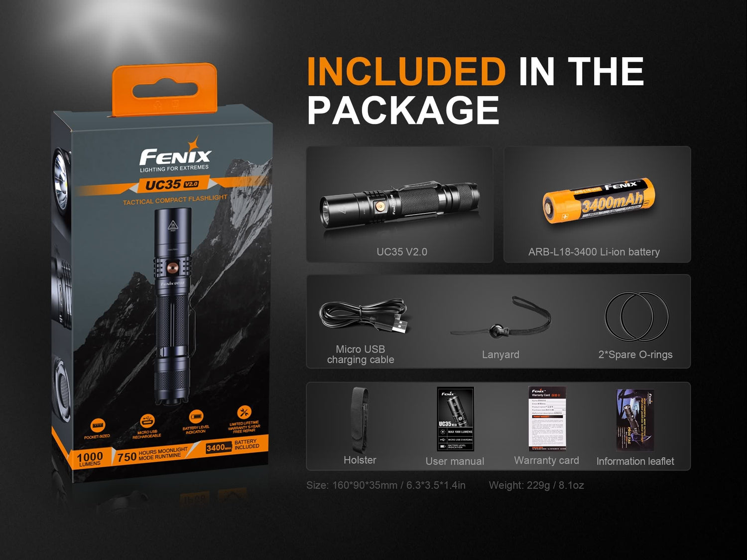 Fenix UC35 V2.0 Rechargeable LED Flashlight