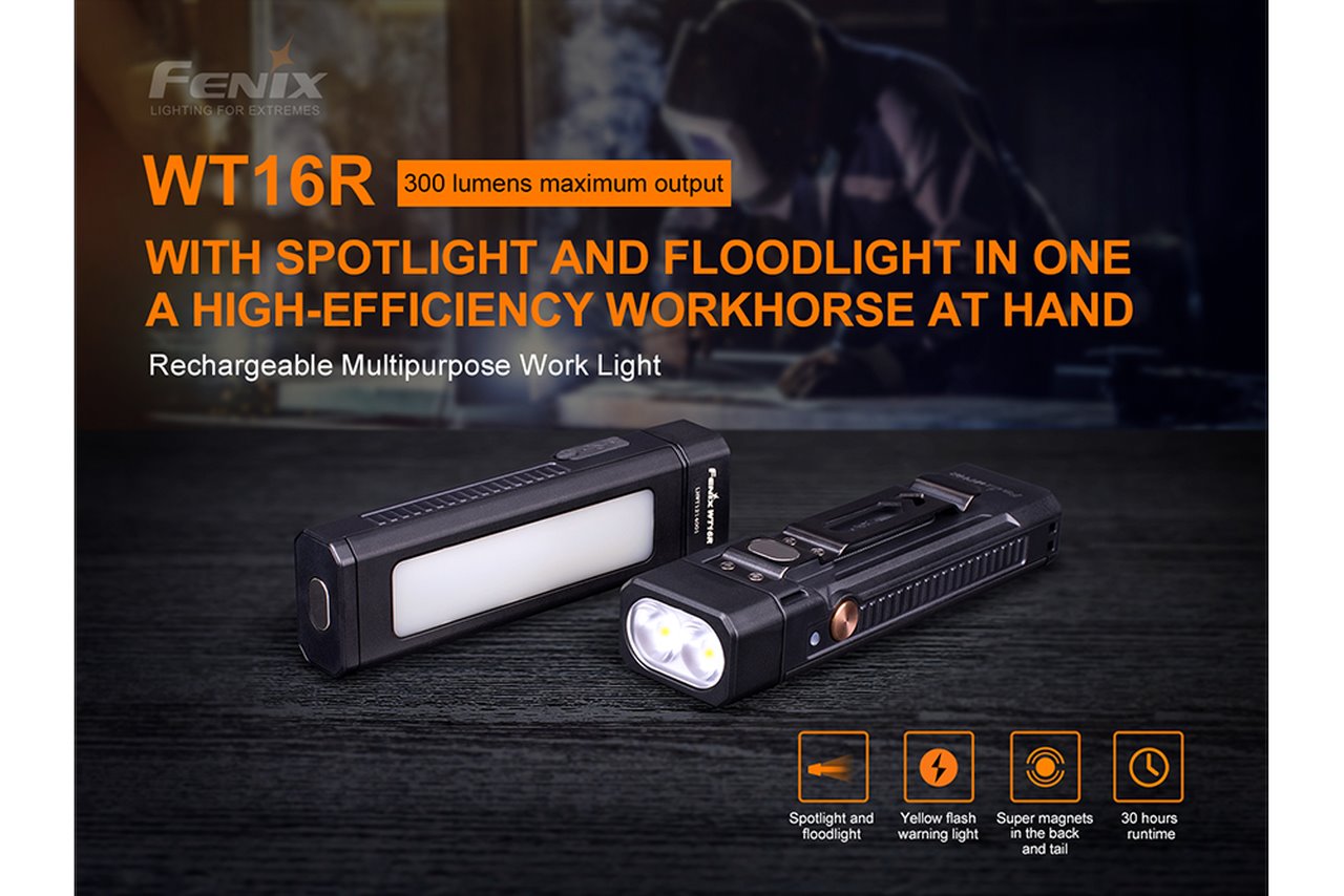 Fenix WT16R 300 Lumens Rechargeable LED Work Flashlight