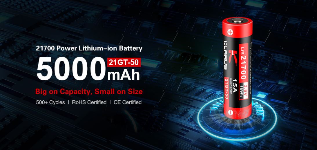 Klarus 21GT-50 21700 5000 mAh Rechargeable Battery Rechargeable Batteries Klarus 