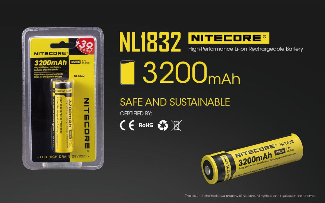 Nitecore NL1832 18650 Rechargeable Battery Rechargeable Batteries Nitecore 