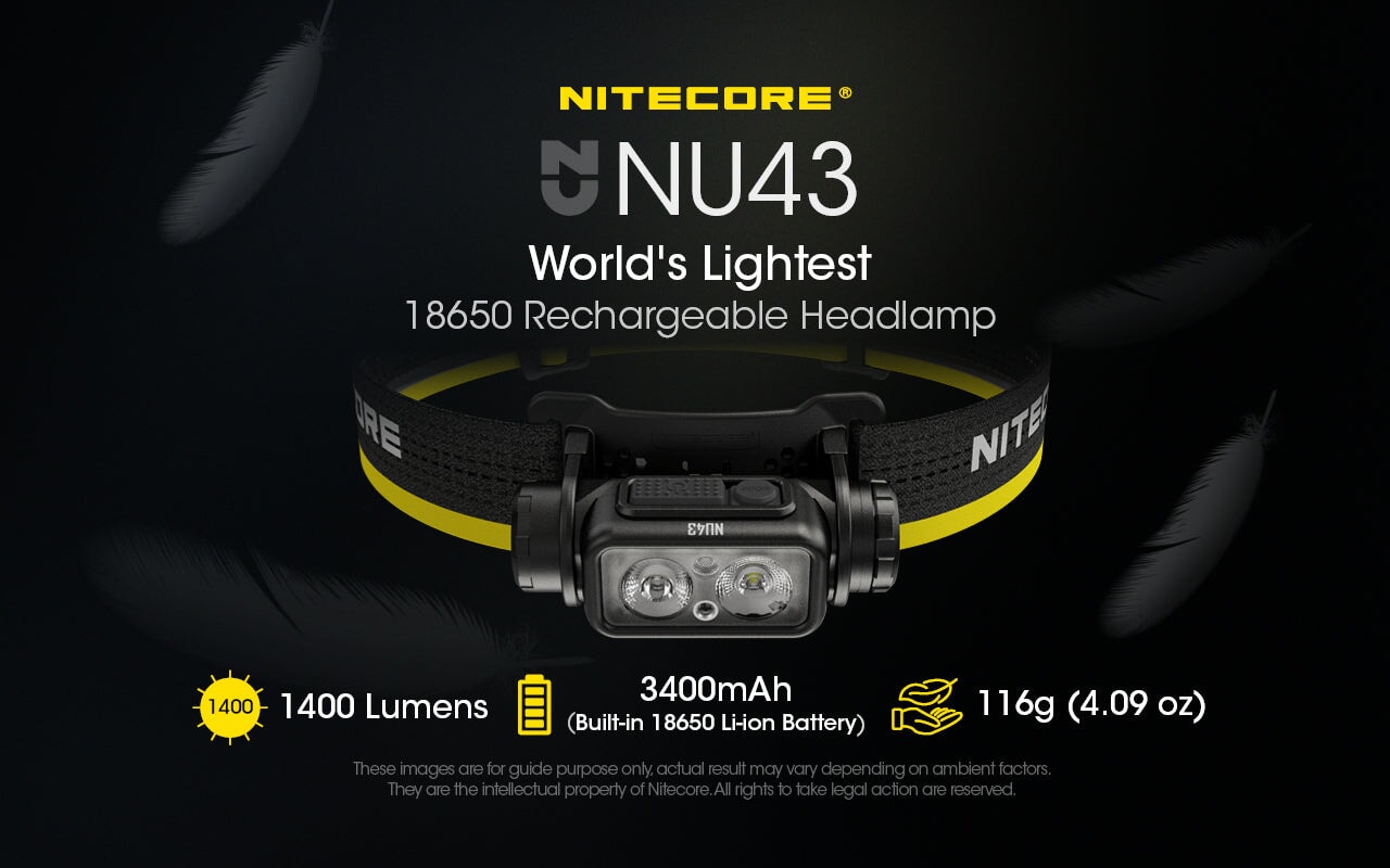 NITECORE NU43 Lightweight USB-C Rechargeable Headlamp - 1400 Lumens