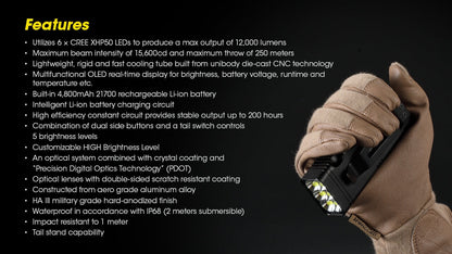 Nitecore TM12K 12000 Lumens Handheld Flashlight