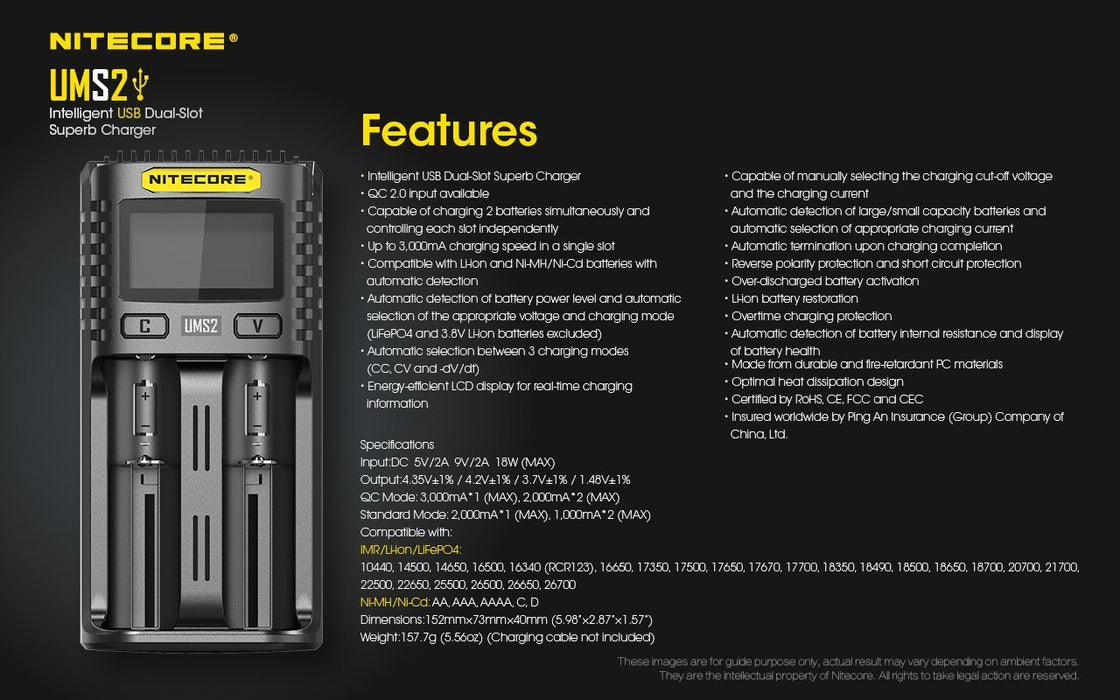 Nitecore UMS2 Intelligent USB Charger Battery Charger Nitecore 